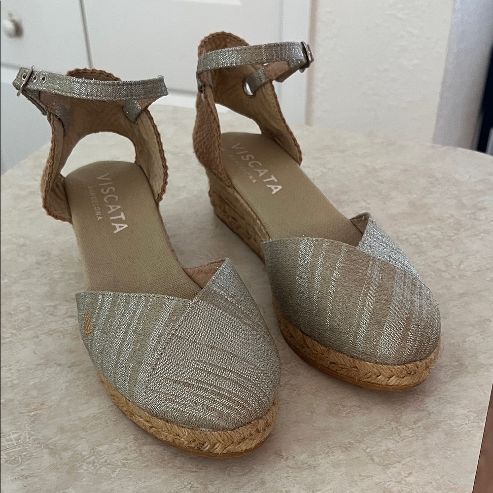 Viscata nude silver Casual Elegance Women's Espadrille Sandals size 40 - Picture 2 of 9